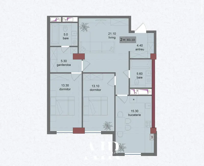 2-room apartment for sale, 83 m², Ciocana
