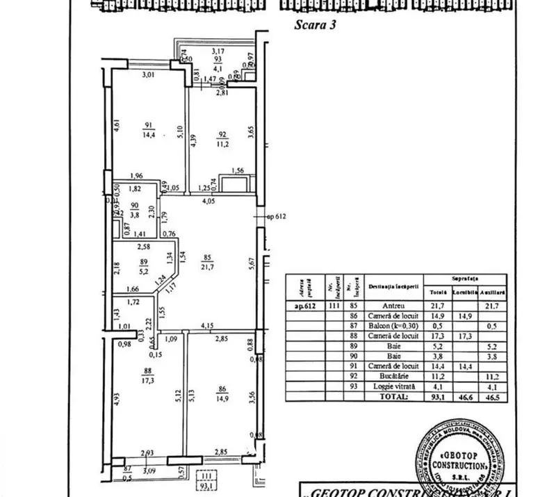 3-room apartment for sale, 93 m², Buiucani